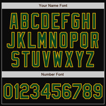 Load image into Gallery viewer, Custom Black Green-Gold Bomber Full-Snap Varsity Letterman Jacket
