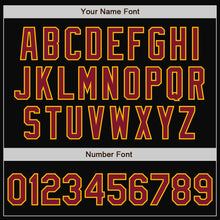 Load image into Gallery viewer, Custom Black Crimson-Gold Bomber Full-Snap Varsity Letterman Jacket
