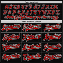 Load image into Gallery viewer, Custom Black Red-White Bomber Full-Snap Varsity Letterman Jacket
