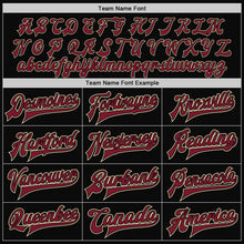 Load image into Gallery viewer, Custom Black Crimosn-City Cream Bomber Full-Snap Varsity Letterman Jacket

