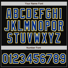 Load image into Gallery viewer, Custom Black Royal-Yellow Bomber Full-Snap Varsity Letterman Jacket
