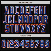 Load image into Gallery viewer, Custom Black Royal-Orange Bomber Full-Snap Varsity Letterman Jacket

