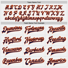Load image into Gallery viewer, Custom White Navy-Orange Bomber Full-Snap Varsity Letterman Jacket
