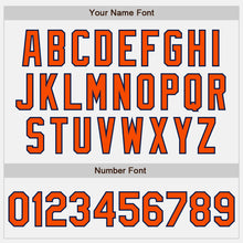 Load image into Gallery viewer, Custom White Orange-Navy Bomber Full-Snap Varsity Letterman Jacket
