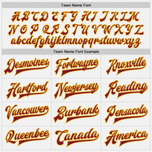 Load image into Gallery viewer, Custom White Crimson-Gold Bomber Full-Snap Varsity Letterman Jacket
