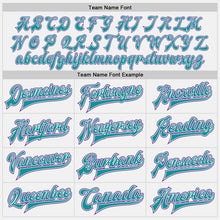 Load image into Gallery viewer, Custom White Purple-Teal Bomber Full-Snap Varsity Letterman Jacket
