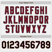 Load image into Gallery viewer, Custom White Black Crimson-City Cream Bomber Full-Snap Varsity Letterman Jacket

