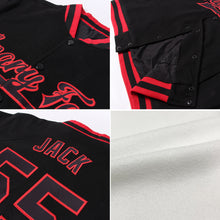 Load image into Gallery viewer, Custom White Crimson City Cream-Black Bomber Full-Snap Varsity Letterman Jacket
