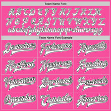 Load image into Gallery viewer, Custom Pink White-Black Bomber Full-Snap Varsity Letterman Jacket
