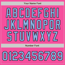 Load image into Gallery viewer, Custom Pink Light Blue-Black Bomber Full-Snap Varsity Letterman Jacket

