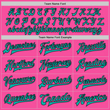 Load image into Gallery viewer, Custom Pink Aqua-Black Bomber Full-Snap Varsity Letterman Jacket
