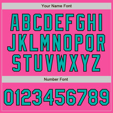 Load image into Gallery viewer, Custom Pink Aqua-Black Bomber Full-Snap Varsity Letterman Jacket
