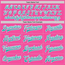 Load image into Gallery viewer, Custom Pink Aqua-White Bomber Full-Snap Varsity Letterman Jacket
