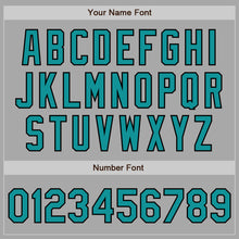 Load image into Gallery viewer, Custom Gray Teal-Black Bomber Full-Snap Varsity Letterman Jacket
