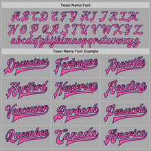 Load image into Gallery viewer, Custom Gray Light Blue Black-Pink Bomber Full-Snap Varsity Letterman Jacket
