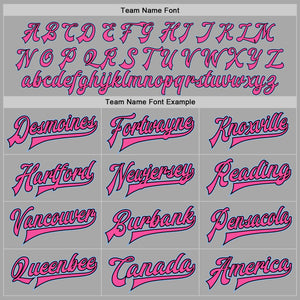 Custom Gray Light Blue Black-Pink Bomber Full-Snap Varsity Letterman Jacket
