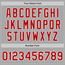 Load image into Gallery viewer, Custom Gray Red-White Bomber Full-Snap Varsity Letterman Jacket

