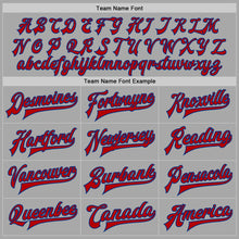 Load image into Gallery viewer, Custom Gray Red-Royal Bomber Full-Snap Varsity Letterman Jacket
