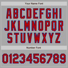Load image into Gallery viewer, Custom Gray Red-Royal Bomber Full-Snap Varsity Letterman Jacket
