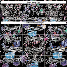 Load image into Gallery viewer, Custom Black White Heron And Flower 3D Pattern Design Bomber Full-Snap Varsity Letterman Jacket
