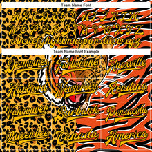 Load image into Gallery viewer, Custom Orange Gold-Black Tiger And Leopard Print 3D Pattern Design Bomber Full-Snap Varsity Letterman Jacket
