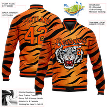 Load image into Gallery viewer, Custom Orange Black Tiger 3D Pattern Design Bomber Full-Snap Varsity Letterman Jacket
