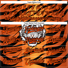 Load image into Gallery viewer, Custom Orange Black Tiger 3D Pattern Design Bomber Full-Snap Varsity Letterman Jacket
