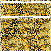 Load image into Gallery viewer, Custom Gold Black Leopard 3D Pattern Design Bomber Full-Snap Varsity Letterman Jacket
