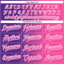 Load image into Gallery viewer, Custom Purple Pink-White Eagle 3D Pattern Design Bomber Full-Snap Varsity Letterman Jacket
