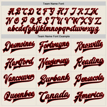Load image into Gallery viewer, Custom Cream Black-Red Bomber Full-Snap Varsity Letterman Jacket
