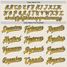 Load image into Gallery viewer, Custom Cream Gold-Navy Bomber Full-Snap Varsity Letterman Jacket
