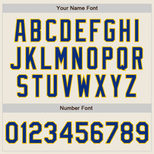 Load image into Gallery viewer, Custom Cream Royal-Yellow Bomber Full-Snap Varsity Letterman Jacket
