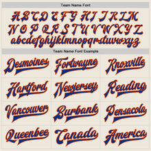 Load image into Gallery viewer, Custom Cream Royal-Orange Bomber Full-Snap Varsity Letterman Jacket

