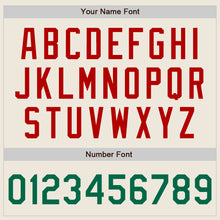 Load image into Gallery viewer, Custom Cream Kelly Green-Red Bomber Full-Snap Varsity Letterman Jacket
