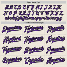 Load image into Gallery viewer, Custom Cream Purple-Black Bomber Full-Snap Varsity Letterman Jacket
