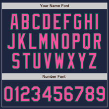 Load image into Gallery viewer, Custom Navy Pink-Kelly Green Bomber Full-Snap Varsity Letterman Jacket
