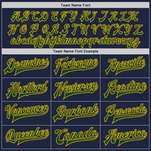Load image into Gallery viewer, Custom Navy Green-Gold Bomber Full-Snap Varsity Letterman Jacket
