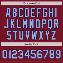 Load image into Gallery viewer, Custom Crimson Light Blue-Navy Bomber Full-Snap Varsity Letterman Jacket
