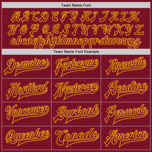 Custom Crimson Gold Bomber Full-Snap Varsity Letterman Jacket