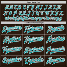 Load image into Gallery viewer, Custom Brown Teal-White Bomber Full-Snap Varsity Letterman Jacket
