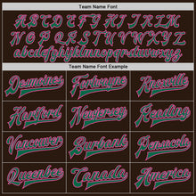 Load image into Gallery viewer, Custom Brown Kelly Green-Pink Bomber Full-Snap Varsity Letterman Jacket
