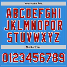 Load image into Gallery viewer, Custom Powder Blue Red-Cream Bomber Full-Snap Varsity Letterman Jacket
