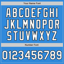 Load image into Gallery viewer, Custom Powder Blue White-Black Bomber Full-Snap Varsity Letterman Jacket
