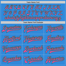 Load image into Gallery viewer, Custom Powder Blue Pink-Kelly Green Bomber Full-Snap Varsity Letterman Jacket
