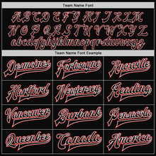 Load image into Gallery viewer, Custom Black Red Pinstripe White Bomber Full-Snap Varsity Letterman Jacket
