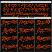 Load image into Gallery viewer, Custom Black Orange Pinstripe Orange Bomber Full-Snap Varsity Letterman Jacket
