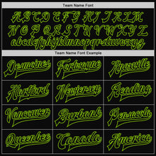 Load image into Gallery viewer, Custom Black Neon Green Pinstripe Neon Green Bomber Full-Snap Varsity Letterman Jacket
