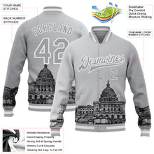 Load image into Gallery viewer, Custom Gray White-Black United States Capitol 3D Pattern Design Bomber Full-Snap Varsity Letterman Jacket
