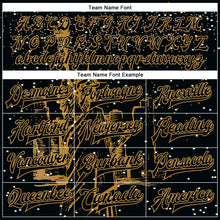 Load image into Gallery viewer, Custom Black Old Gold New York Statue of Liberty 3D Pattern Design Bomber Full-Snap Varsity Letterman Jacket
