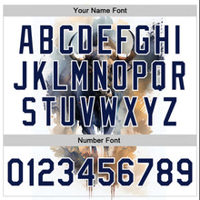Load image into Gallery viewer, Custom White Navy A Bull With Horns 3D Pattern Design Bomber Full-Snap Varsity Letterman Jacket
